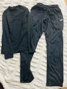 Black Athletic Top and Pants Set